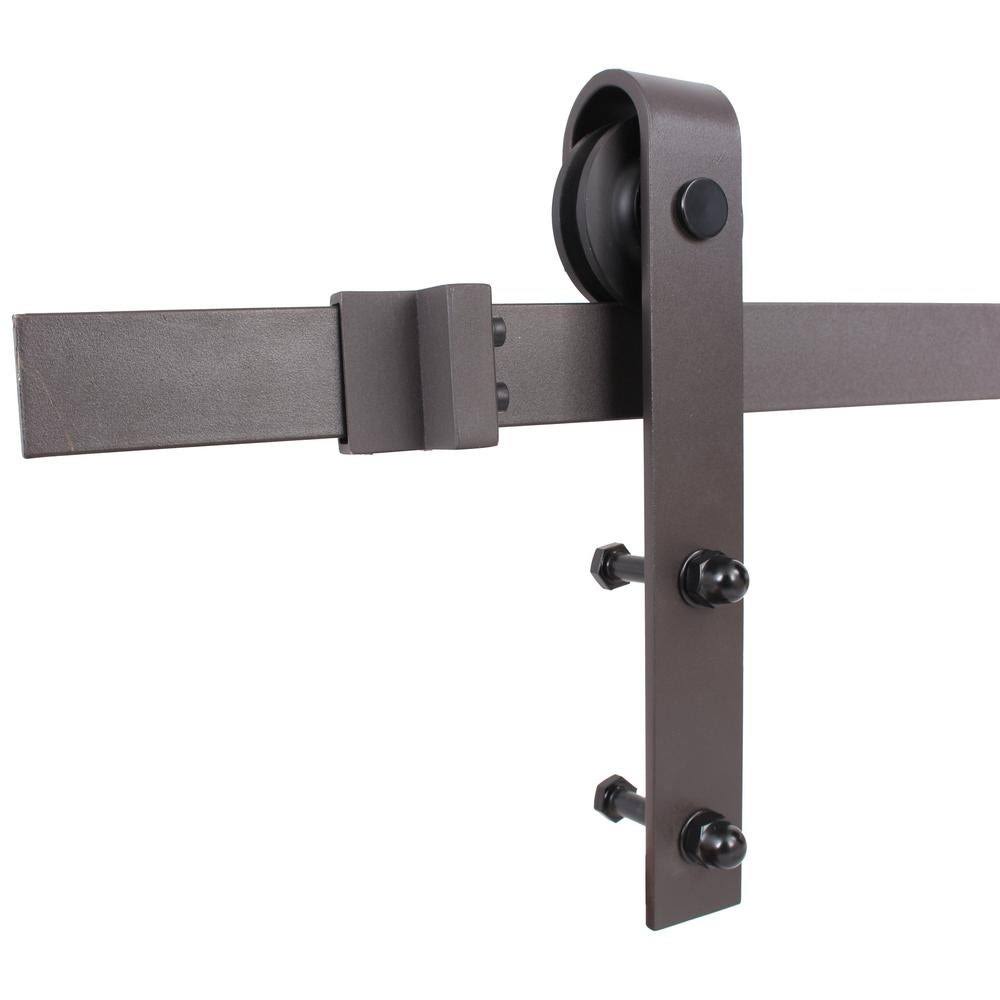 Charcoal Black Stained Wood Interior Sliding Barn Door with Hardware Kit A1516