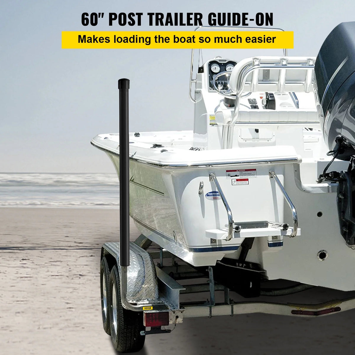 Boat Trailer Guide-on, 60", One Pair Galvanized Steel with PVC Tube Covers A5173