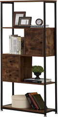 5 Tier Dark Brown Metal Frame Bookshelf X190895