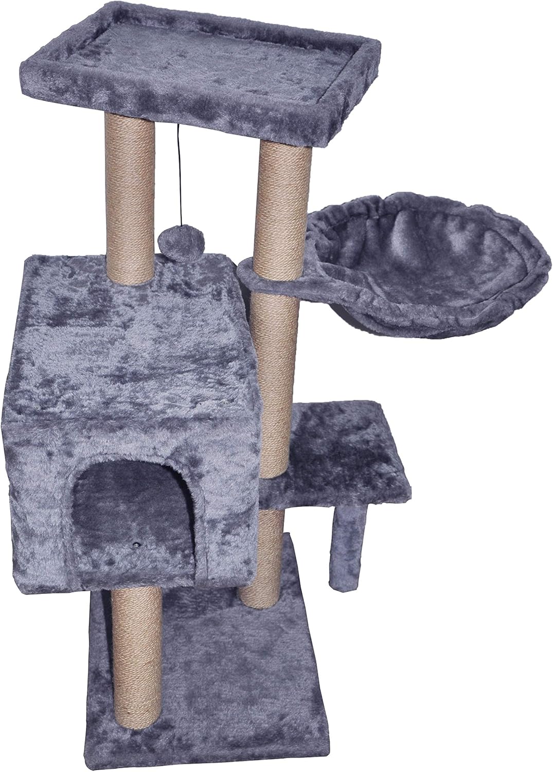 Grey Cat Tree with Scratching Toy and Ball Activity Centre R231883