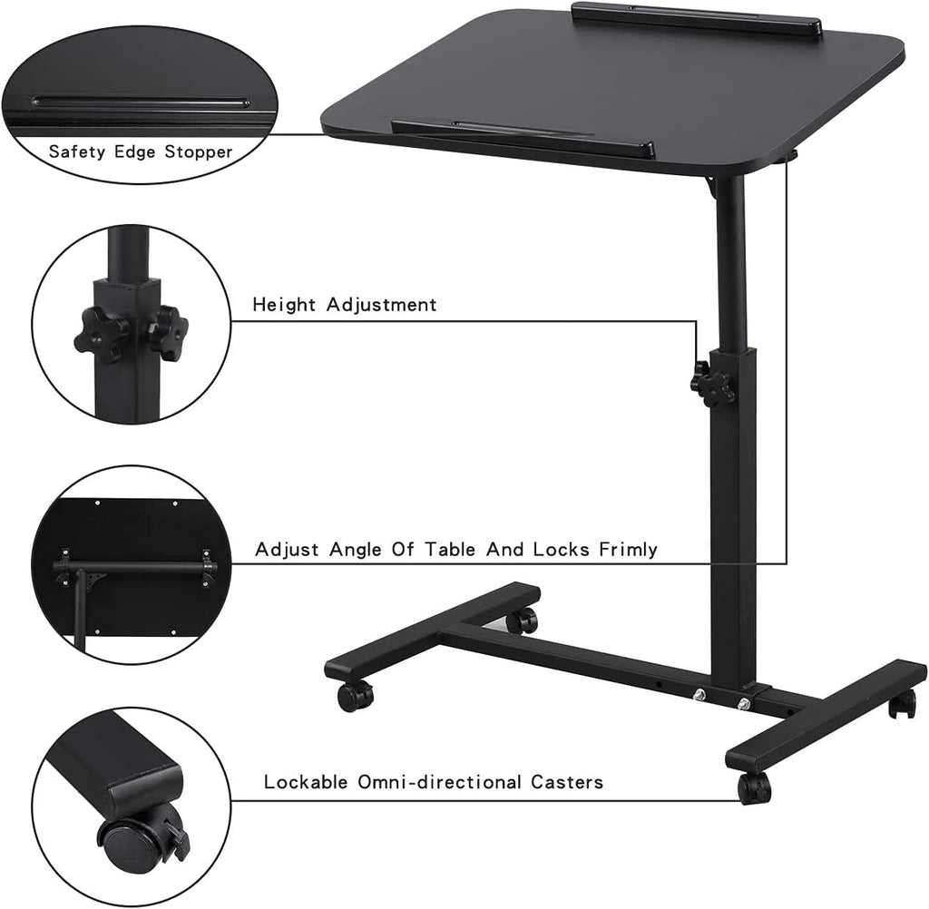Adjustable Overbed Bedside Table with Wheels X851