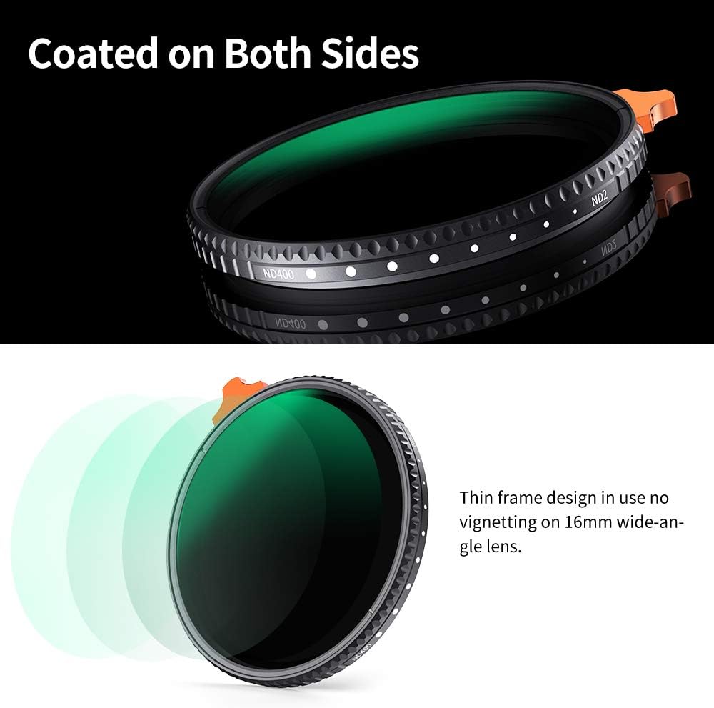 67mm Variable ND Filter ND2-ND400 with Multi-Layer Coatings AGC Glass Neutral Density Filter Pack of 2 W995979