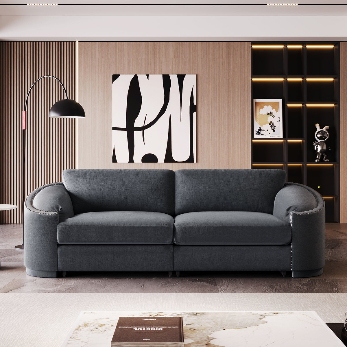 Gray 2 Seat Upholstery Loveseat Sofa Q5207
