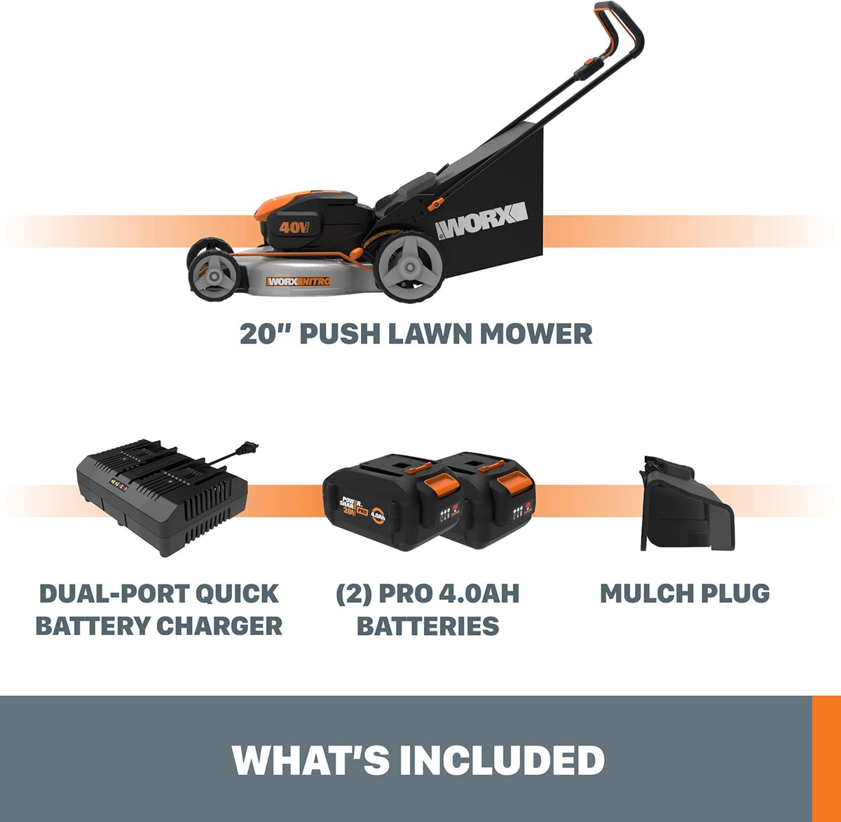 40V 20" Cordless Push Lawn Mower P308