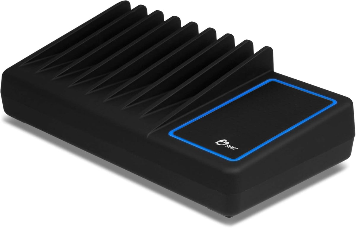 90W 10-Port USB Charging Station with Non-Slip Padded Deck and LED Ambient Light, Black, Pack of 2 L581