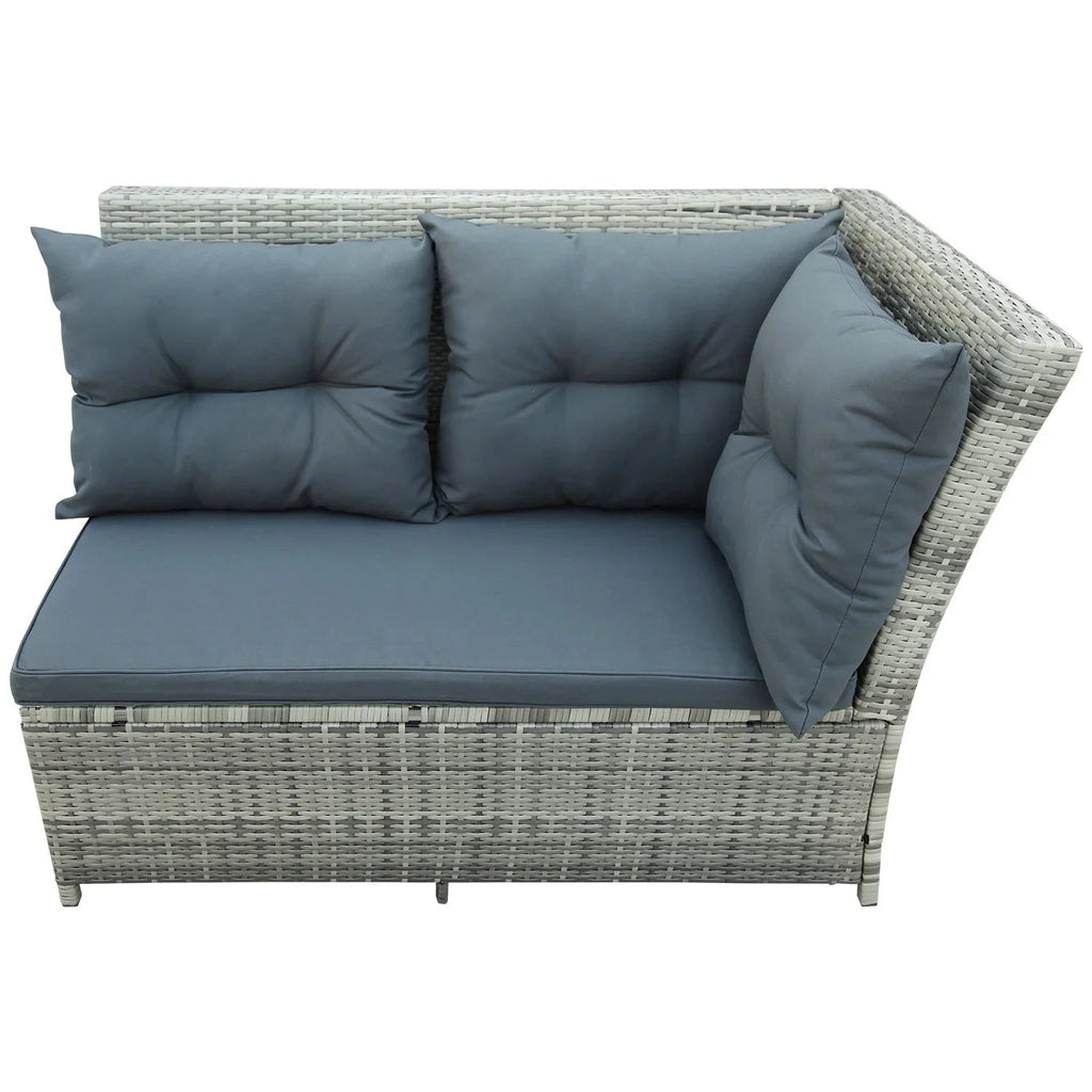 6-Piece Outdoor Sectional Sofa with Glass Table Ottomans Z650