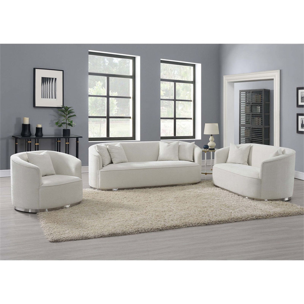 Beige Upholstered Loveseat with 2 Pillows F716103
