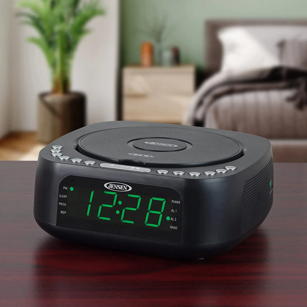 CD Player Tabletop Stereo Dual Alarm Clock Digital FM Radio N77038