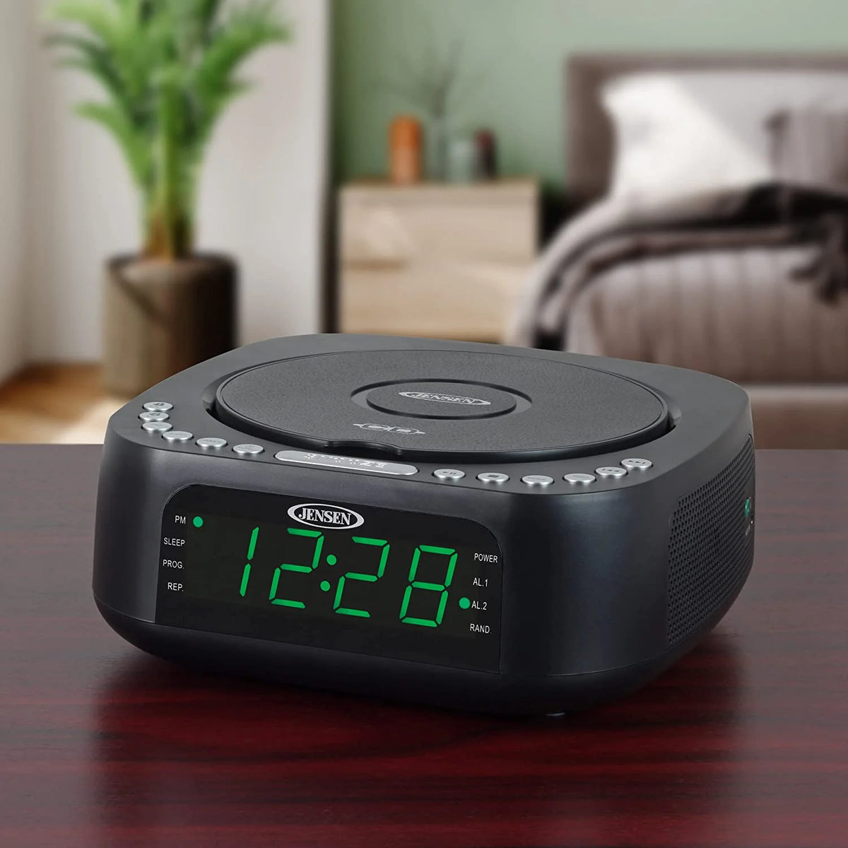 CD Player Tabletop Stereo Dual Alarm Clock Digital FM Radio N77038