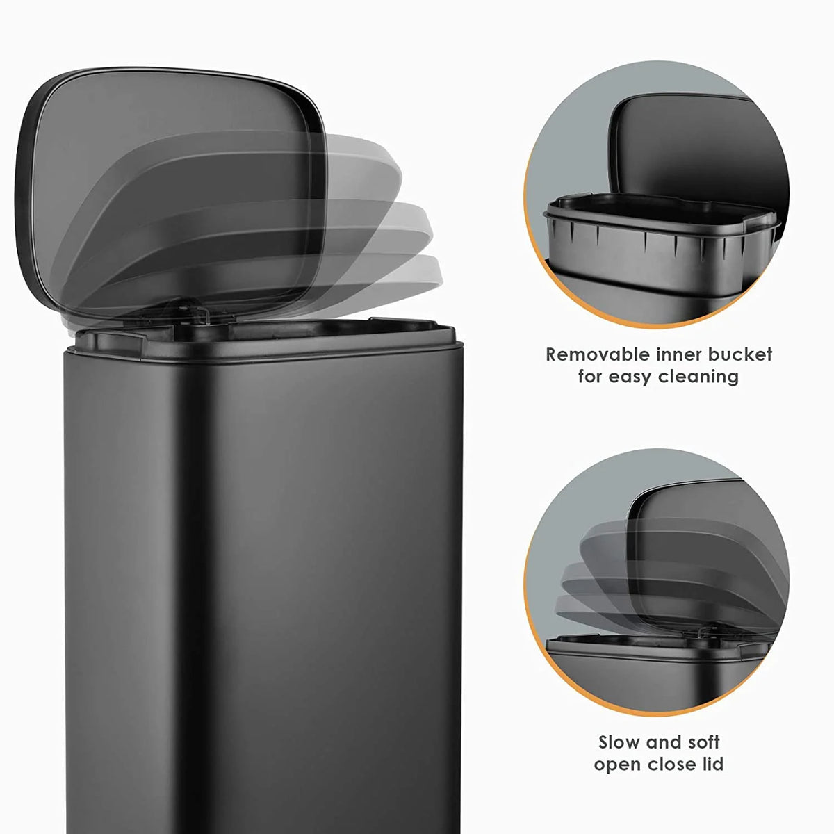 Black Stainless Steel Trash Can T282264