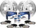 13.58" Front & 12.60" Rear Drilled Rotors + Brake Pads 10pc Set D91736