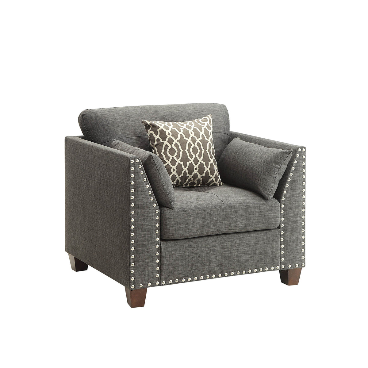Laurissa Chair & 3 Pillows in Light Charcoal Linen I645