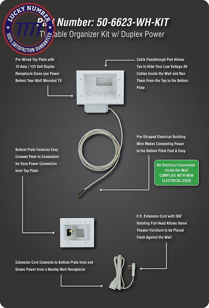 Flat Panel TV Cable Organizer Kit with Power Solution S164760