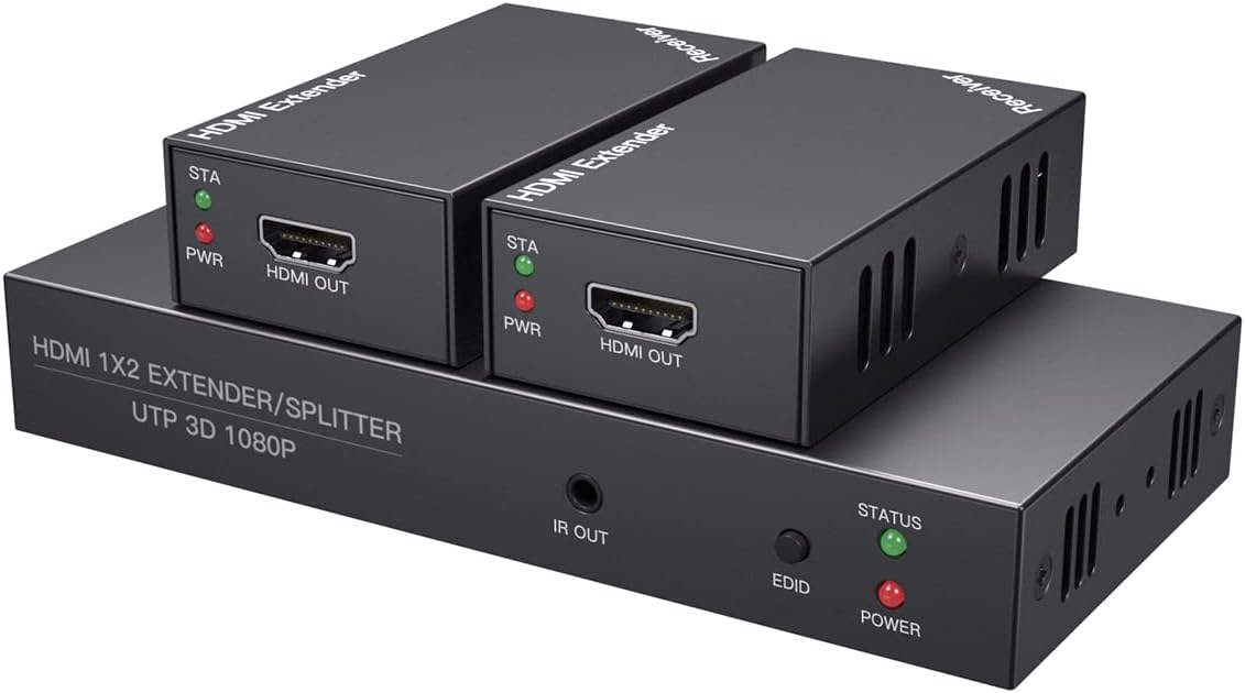 HDMI Extender Splitter 1080P 2 Way 50m Over Ethernet with IR Return C23865