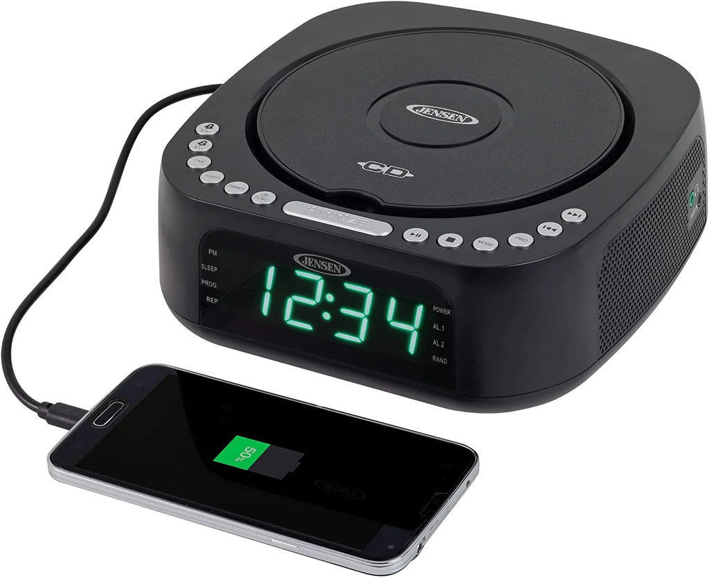 CD Player Tabletop Stereo Dual Alarm Clock Digital FM Radio N77038