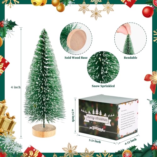12 Pcs 4" Artificial Bottle Brush Trees with Lights B140507
