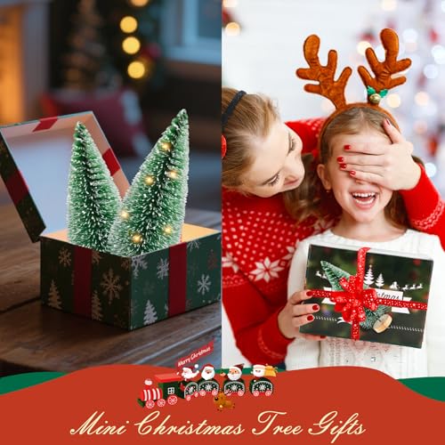 12 Pcs 4" Artificial Bottle Brush Trees with Lights B140507