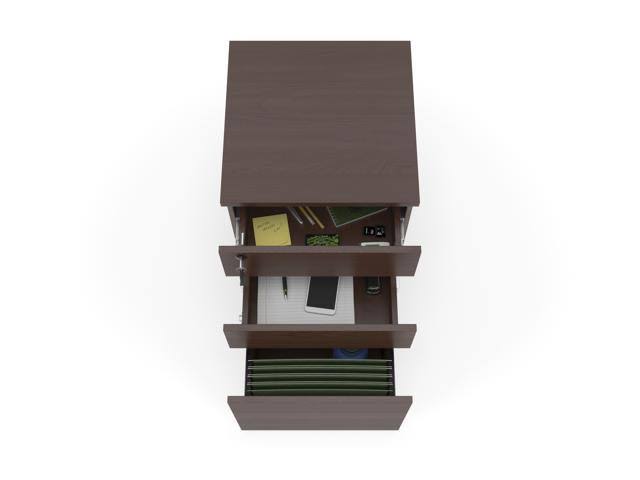 Walnut Mobile Wooden Pedestal Filing Cabinet N3664