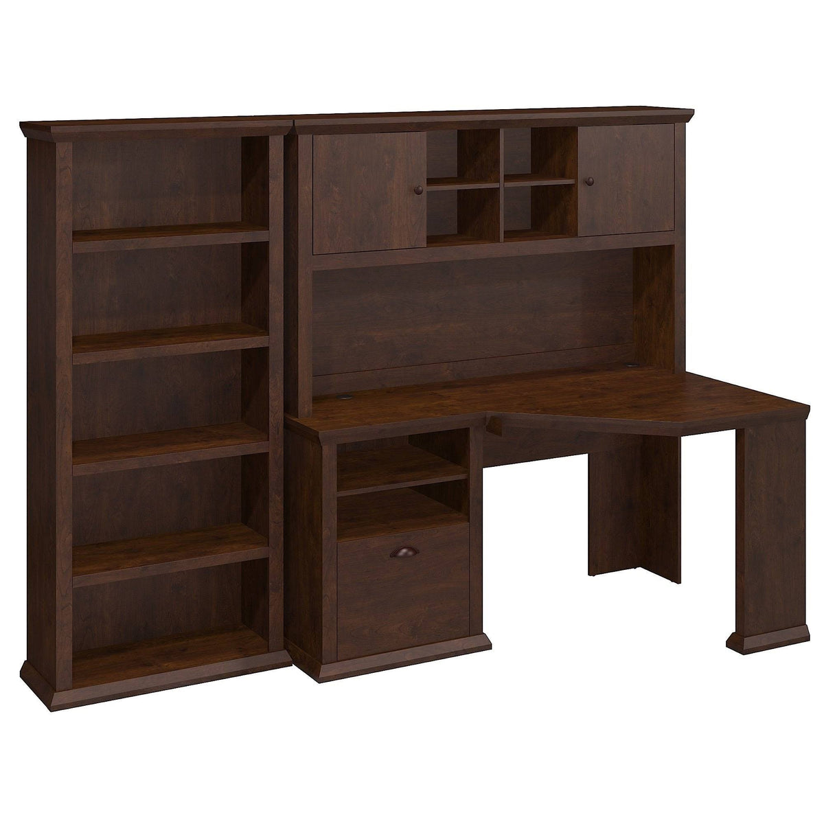 Antique Cherry Corner Desk with Hutch and Bookcase F44613