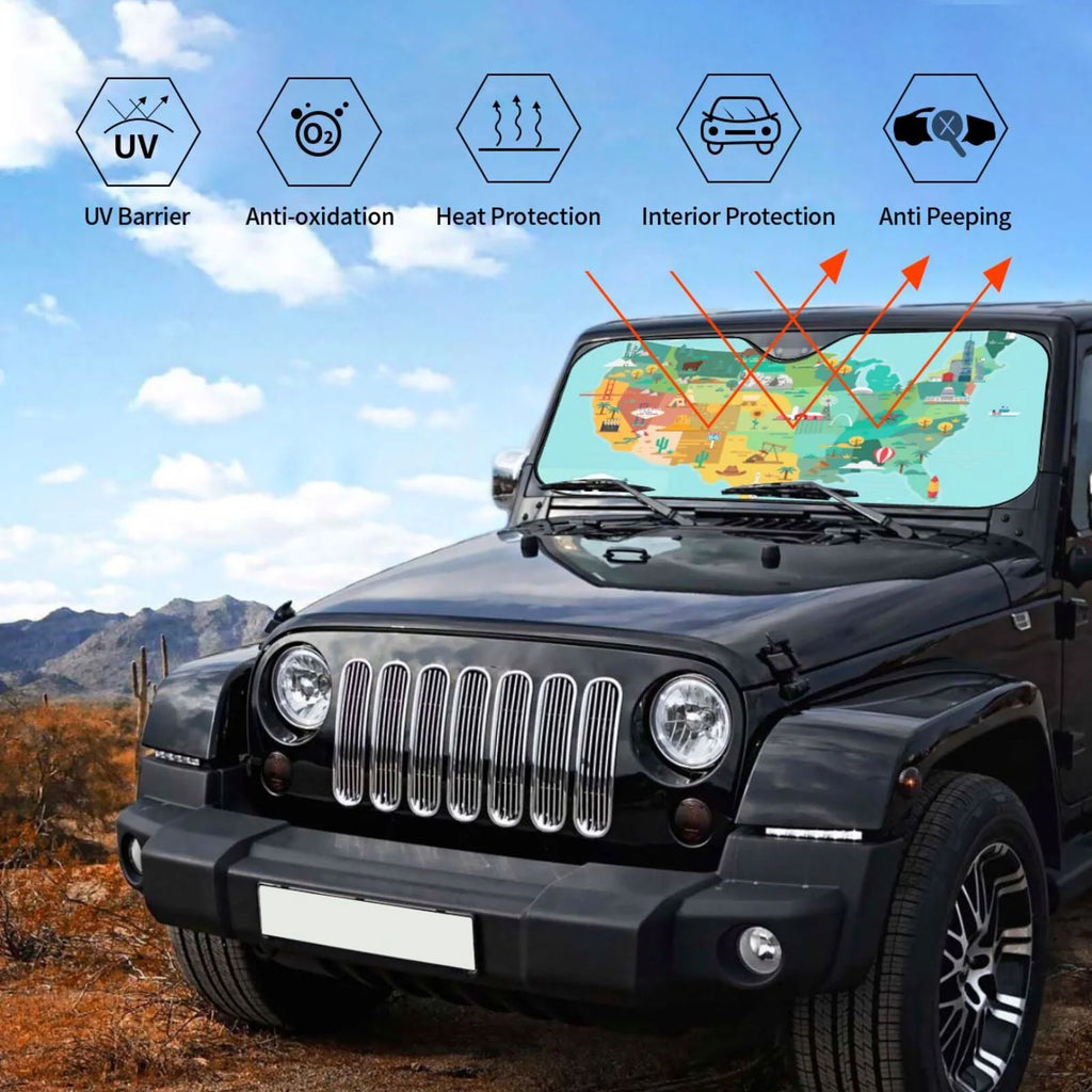 Windshield Sun Shade with Famous Landmarks L6333