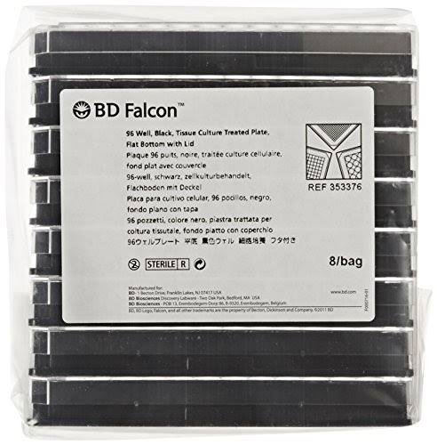 96-Well Black Flat Bottom TC-Treated Microplate with Lid, Sterile, 8/Pack X833636