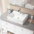 Vitreous China Rectangular Vessel Bathroom Sink with Faucet and Overflow N588