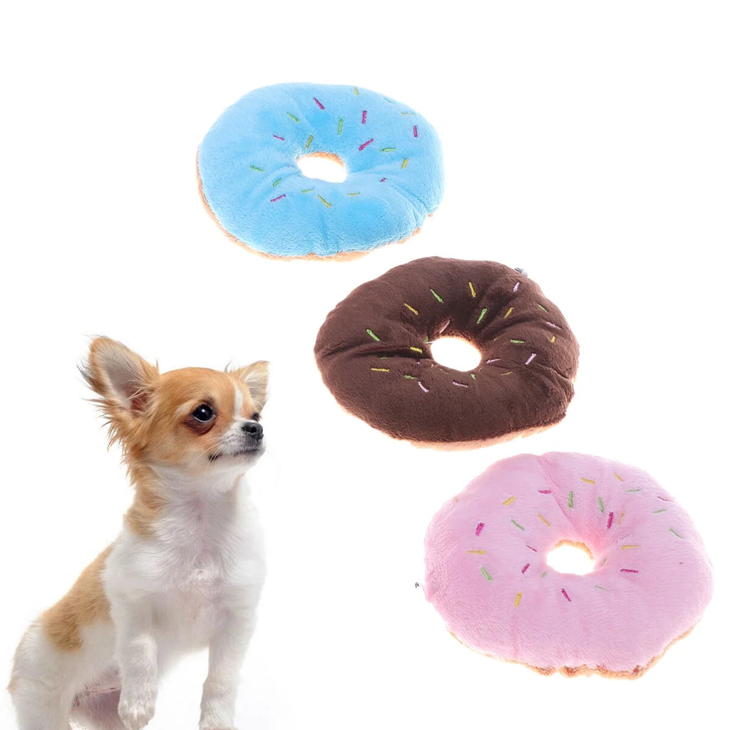 Squeaky Plush Donut Dog Toy K121