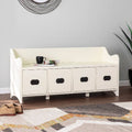 Antique White 4-Drawer Storage Bench W2530
