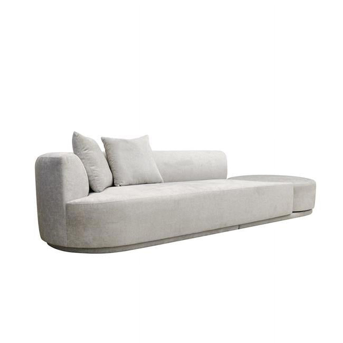 Beige Fabric Upholstery Sofa with Ottoman and 2 Pillows W802731