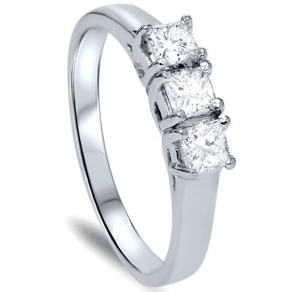 Three Stone Diamond Ring 14K White Gold D9563