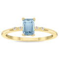 Emerald Cut Aquamarine and Diamond Ring in 10K Yellow Gold D277178