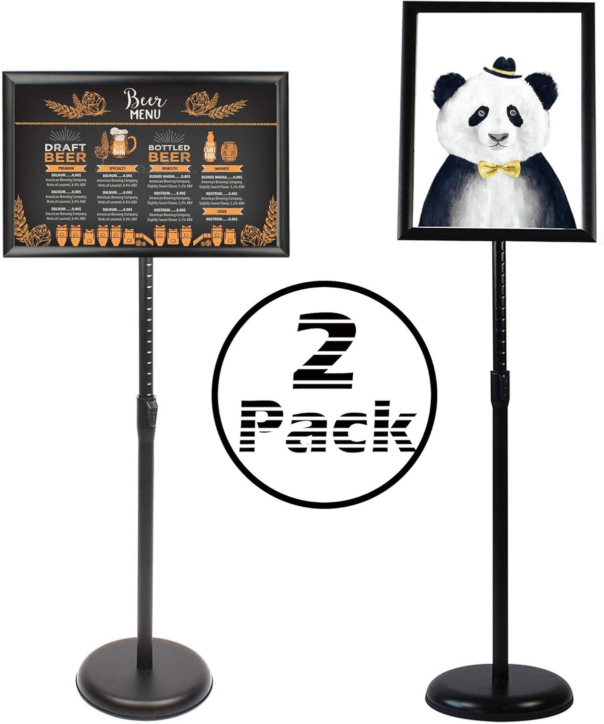 Black Aluminum 8.5” X 11” Snap-Open Frame Sign Holder, Pack of 2 R939