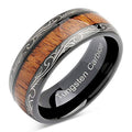 Tungsten Rings with Koa Wood Inlaid Dome Edge Comfort Fit R7491