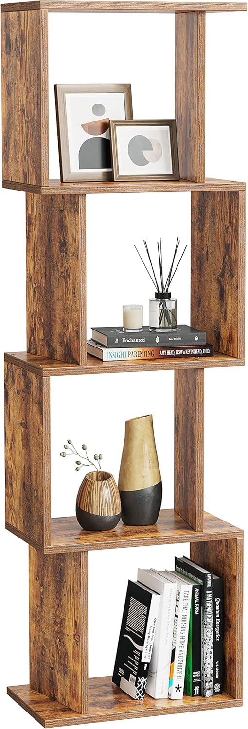 Rustic Brown 4 Tier Open Bookcase T161