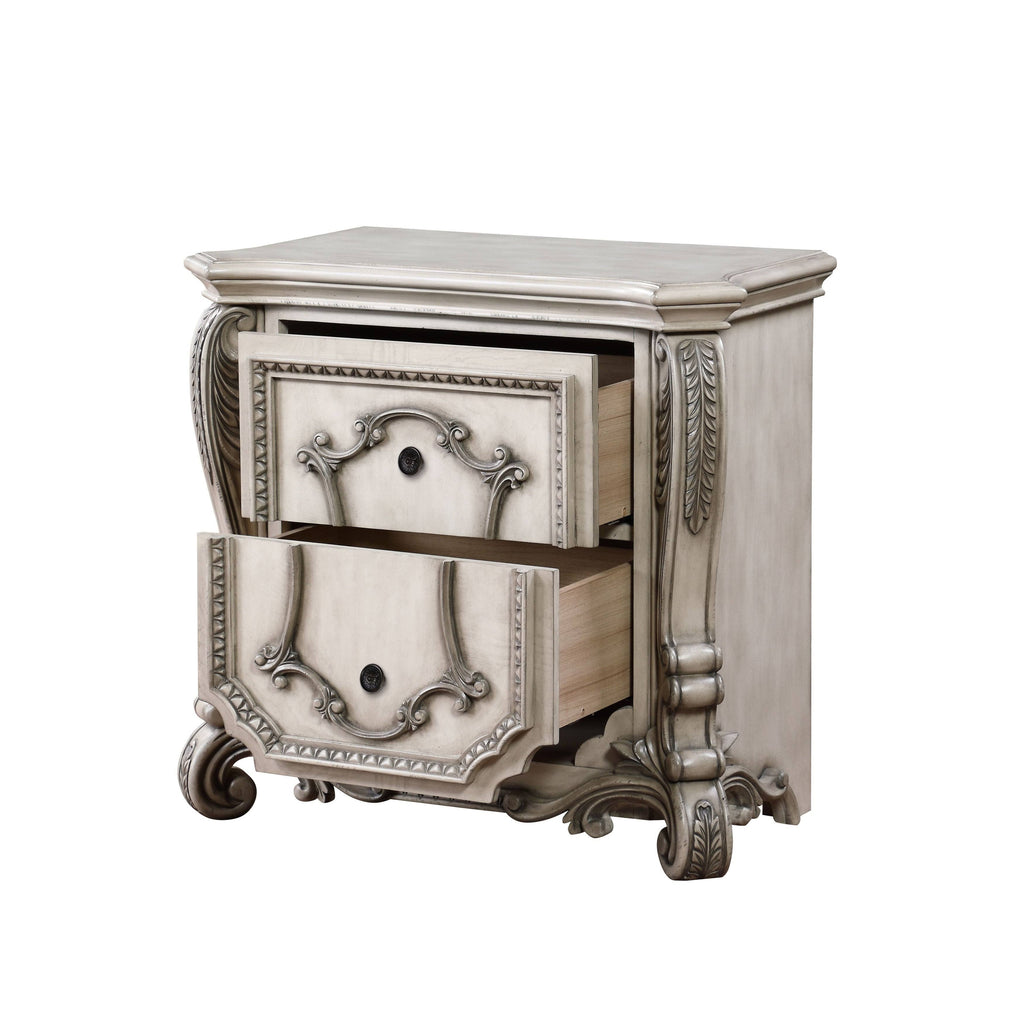 Antique White Wooden Nightstand with 2 Storage Drawers K6703