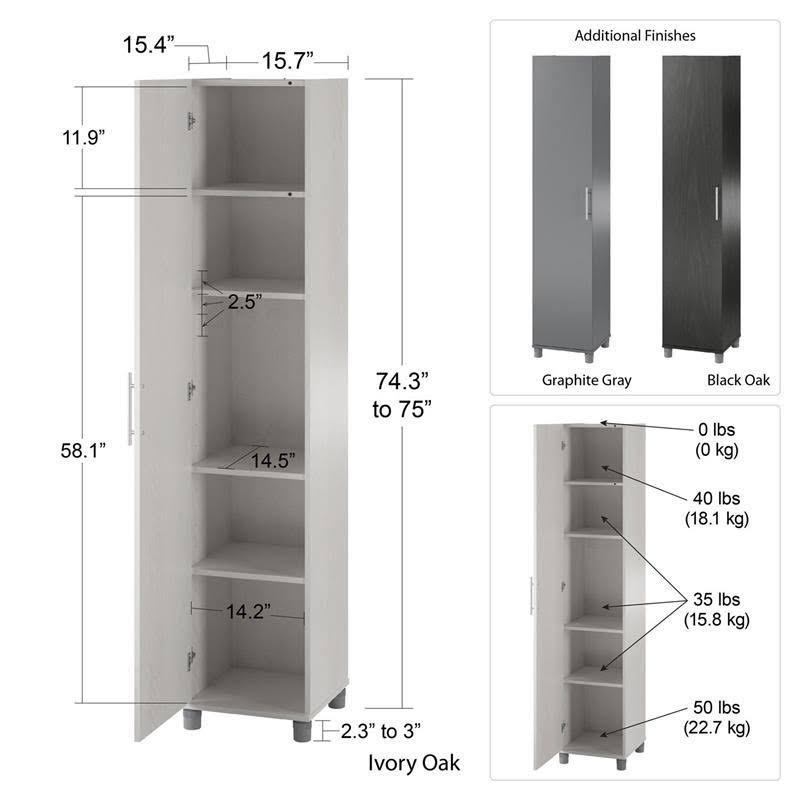 16x22 Utility Storage Cabinet in Graphite Gray W5115