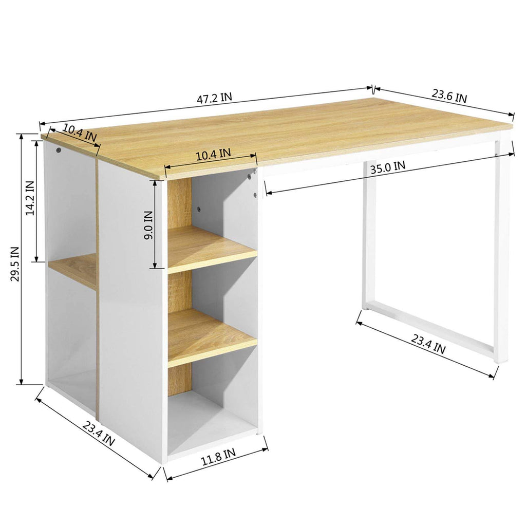 Wood Computer Desk with 5 Side Shelves W86811