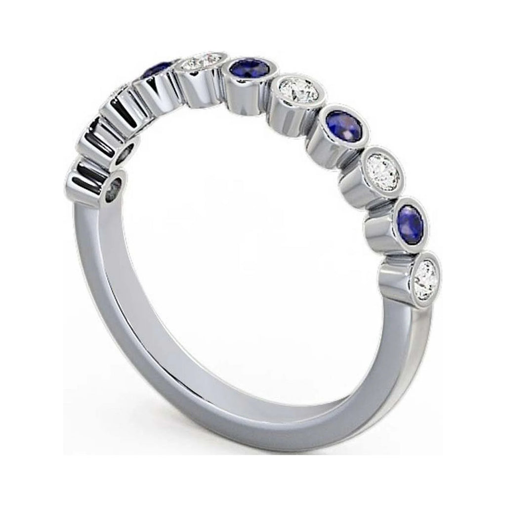 14K White Gold Blue Sapphire Eternity Band Y1287