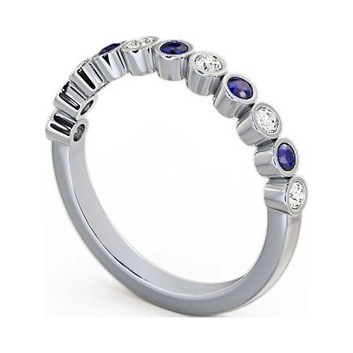 14K White Gold Blue Sapphire Eternity Band Y1287