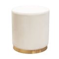 Cream Velvet Round Accent Ottoman with Gold Metal Band O1558
