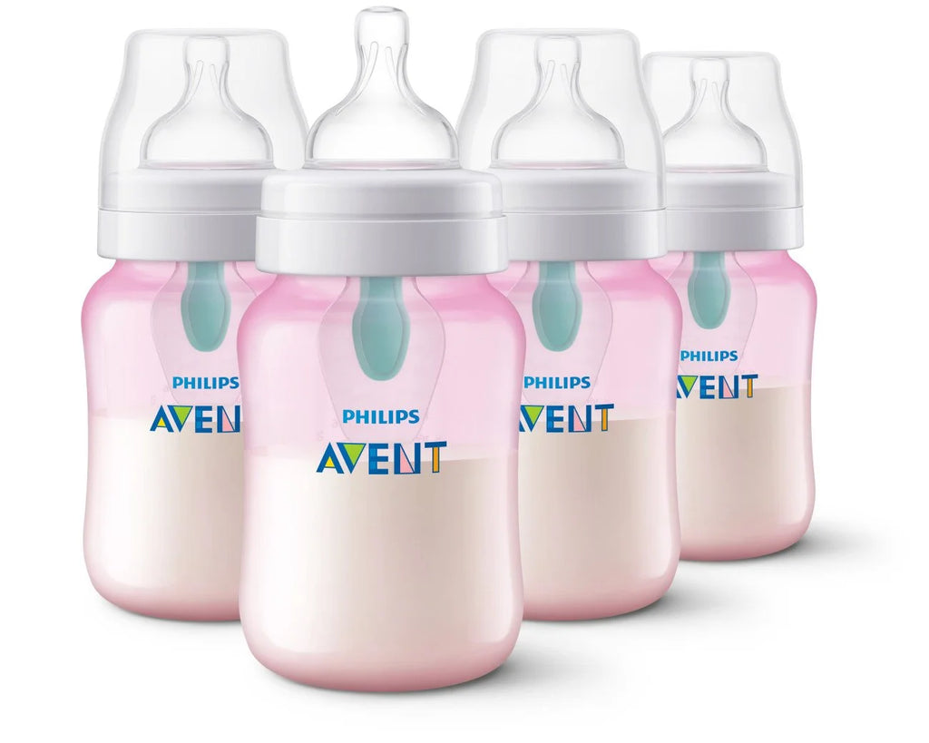 Pink Anti-colic Baby Bottle 9oz 4pk C16609