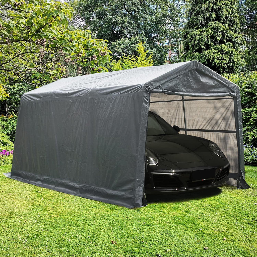 10x15ft Heavy Duty Carport Canopy with Sidewalls Portable Shed J5719