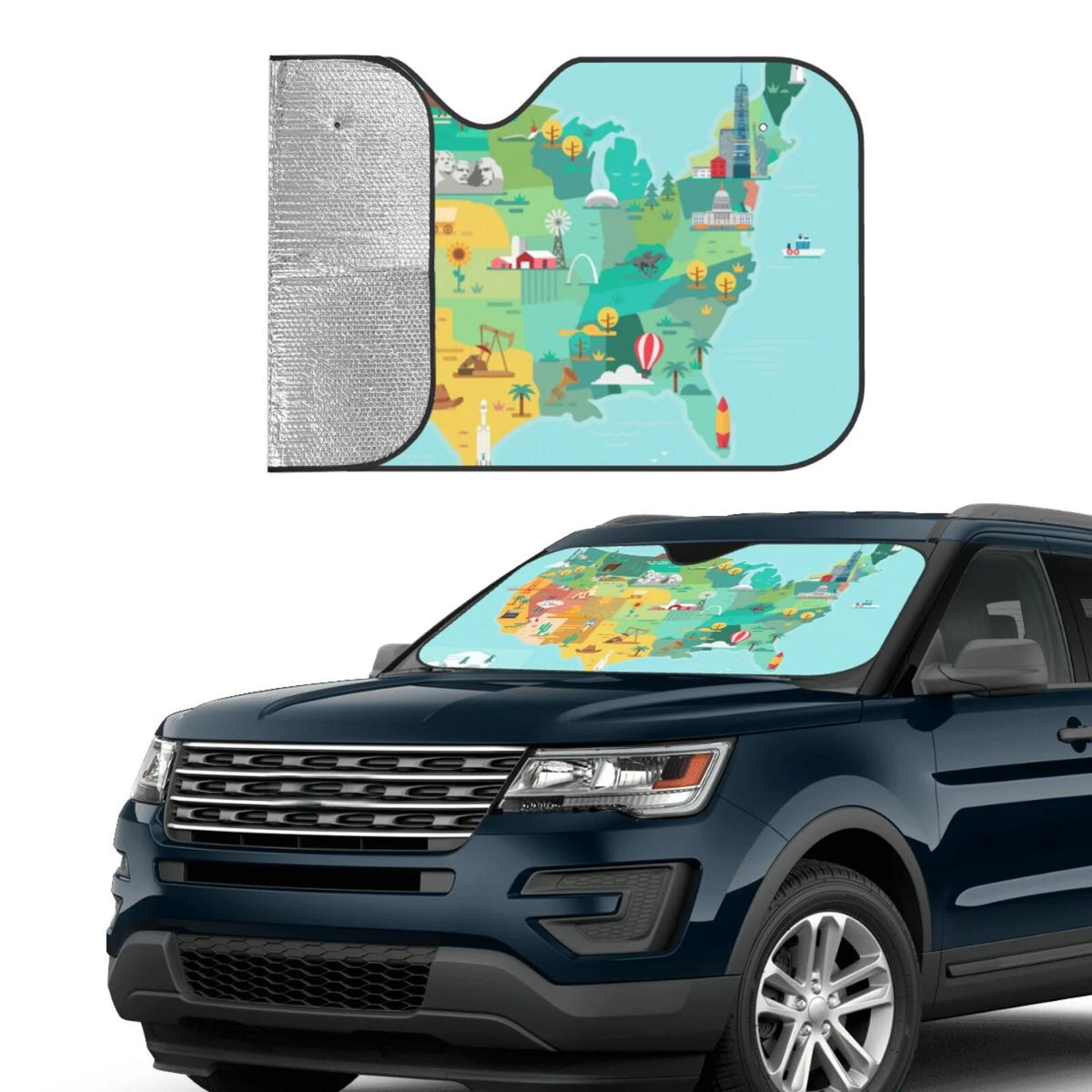Windshield Sun Shade with Famous Landmarks L6333