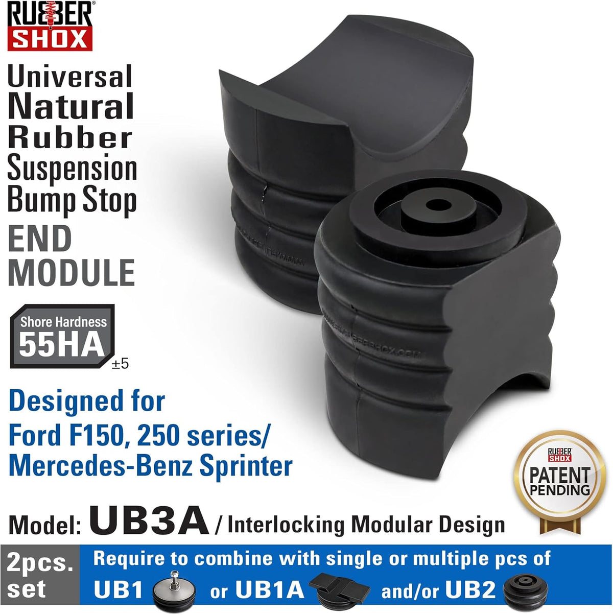 Rubber Front Rear Bump Stop for Truck and RV Suspension, Pair 5000 lbs, Hardness 65HA S418849