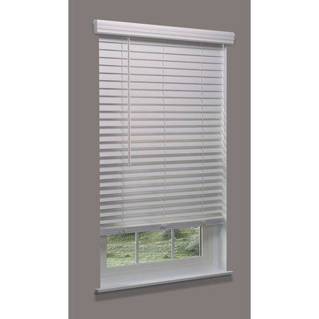 Cordless Faux Wood Blind, White, 21x22w x 52 J925900