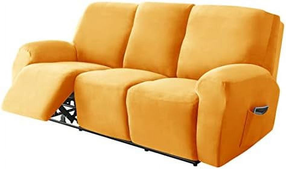 Velvet Recliner Sofa Slipcover 8 Pieces with Side Pocket C251490