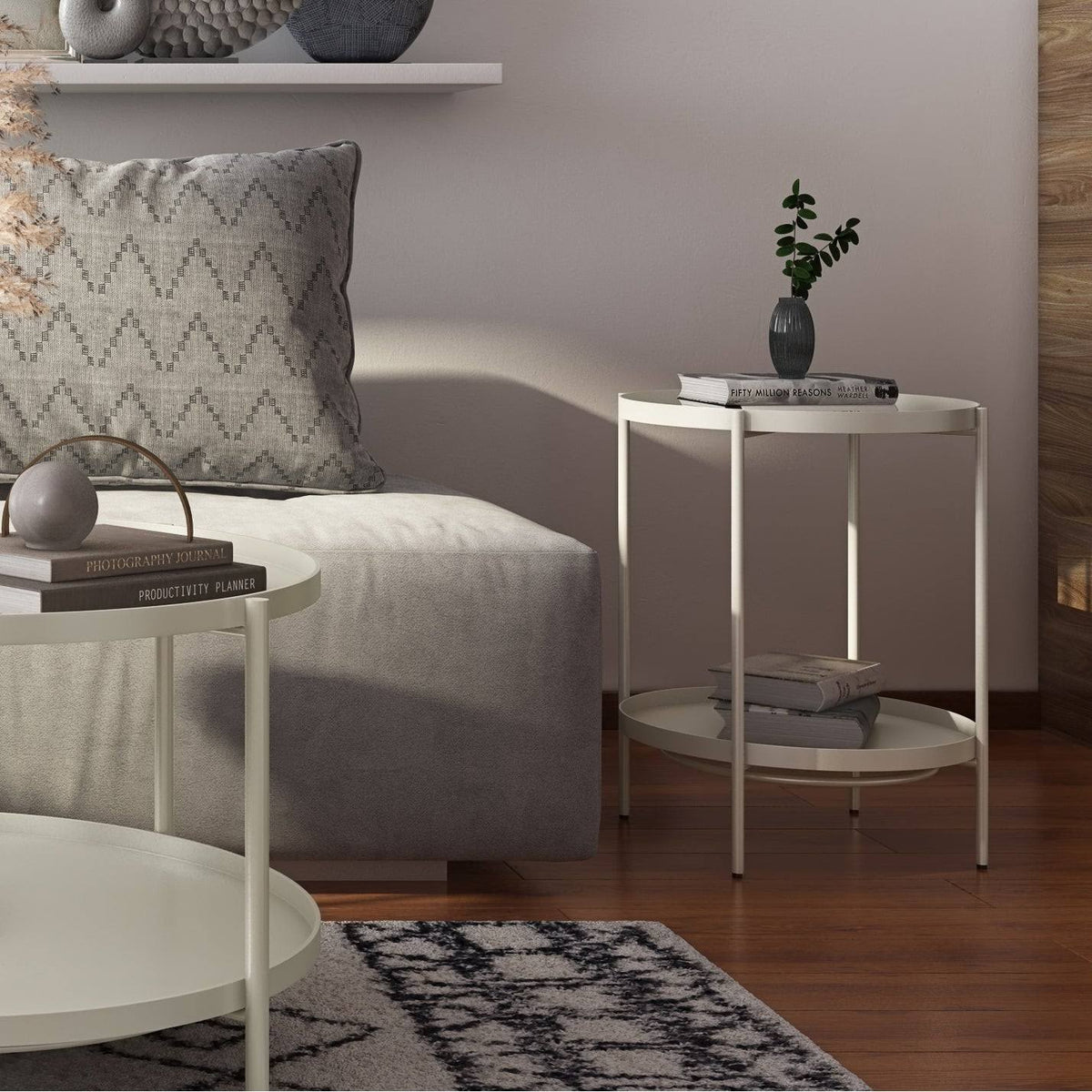 Cream Metal End Table Z10400