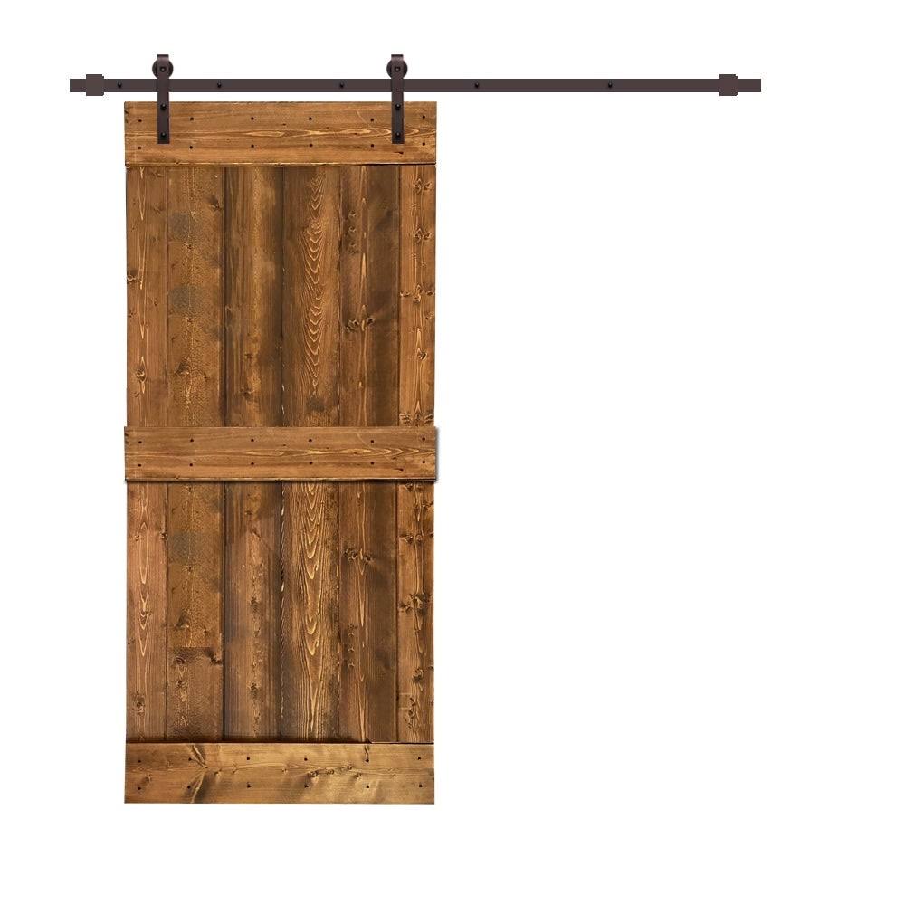 Charcoal Black Stained Wood Interior Sliding Barn Door with Hardware Kit A1516
