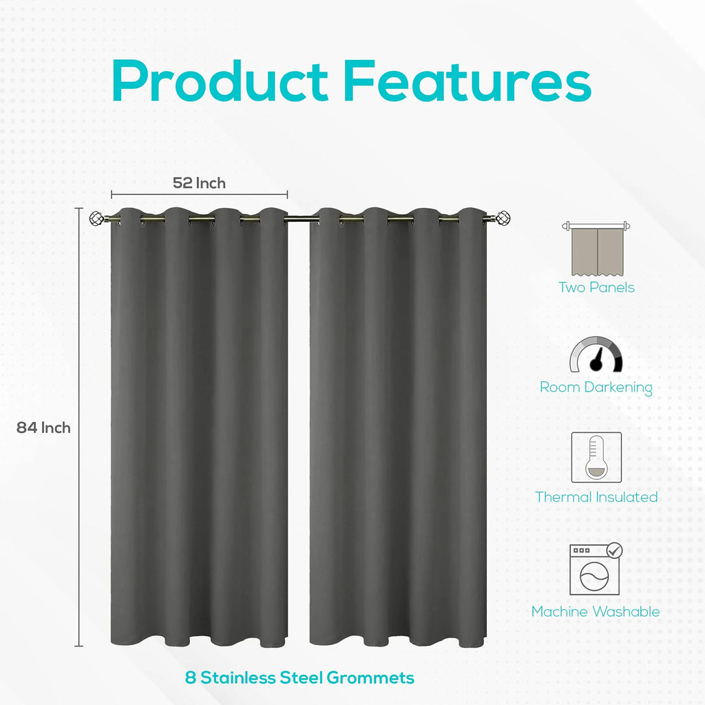 Grey 52x84 inch Grommet Blackout Curtains V380900