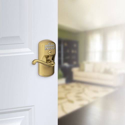 Satin Nickel Keypad Entry Lever with Flex Lock R183772